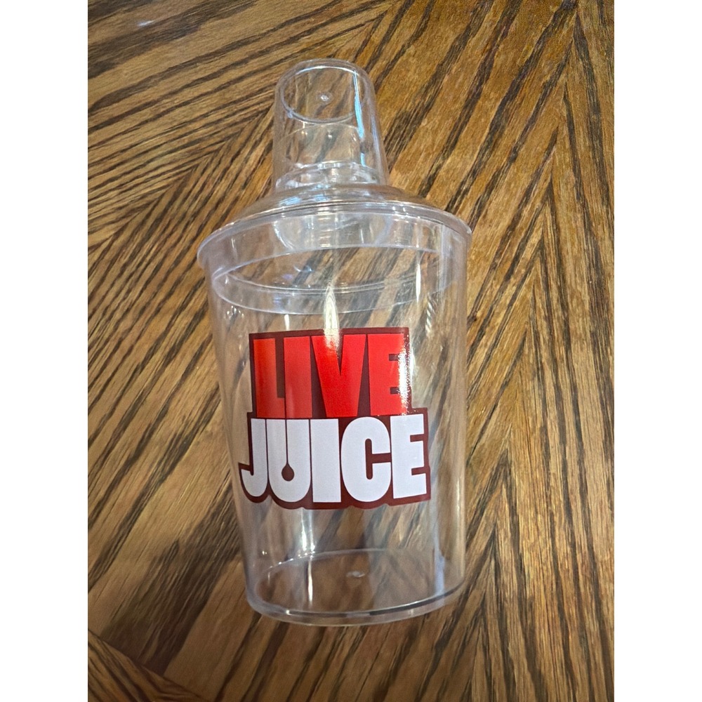 Live Juice Clear Plastic Cocktail Shaker Red White Logo Barware Drink Mixer
